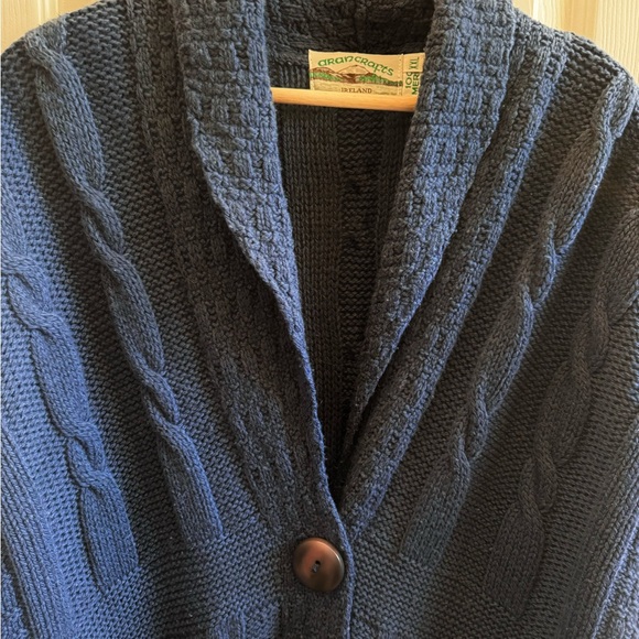 Aran Crafts Blue Women’s 100% Wool Sweater/Jacket - Picture 3 of 4